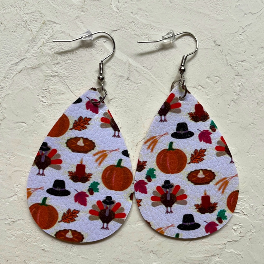 2 for $25 New fall pumpkin turkey earrings